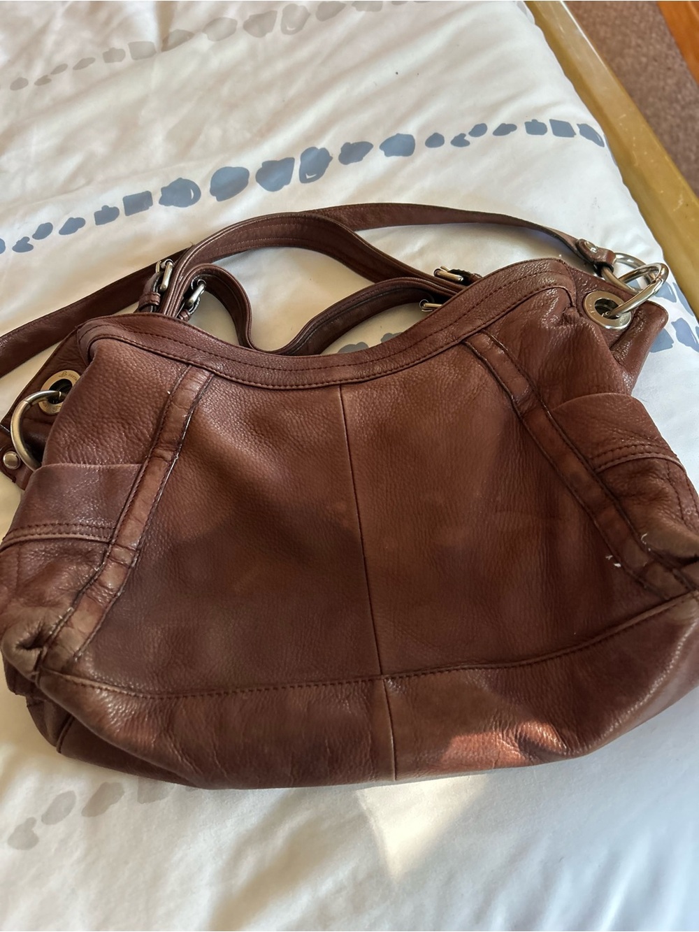 Classic Brown Leather Shoulder Bag - Women's Handbag